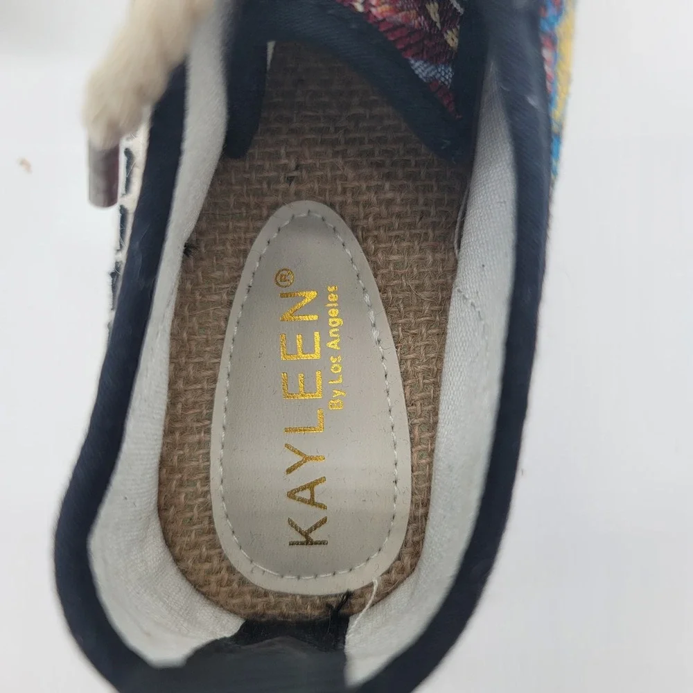 Kayleen Espadrille Sneakers Womens 9 Black Tribal Lace Up Canvas Boho Shoes